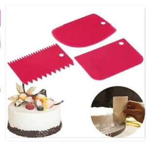 MULTICOLOR Cake Scraper Tool for Edge Decorating Icing with Different Pattern Baking Comb (Plastic Pack of 3)