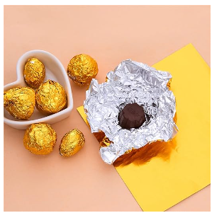 GOLDEN Square Foil Wrappers Package for Sweets Candy Chocolate Paper Wrapping Sheets - Image 2