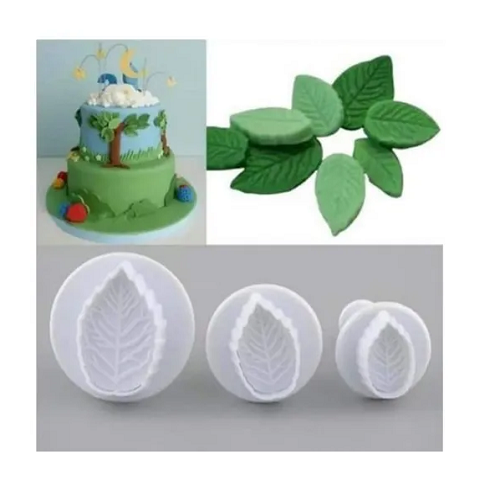 3-Piece Leaf Cutters Small Set Plunger Tool Fondants For Cake - Image 3